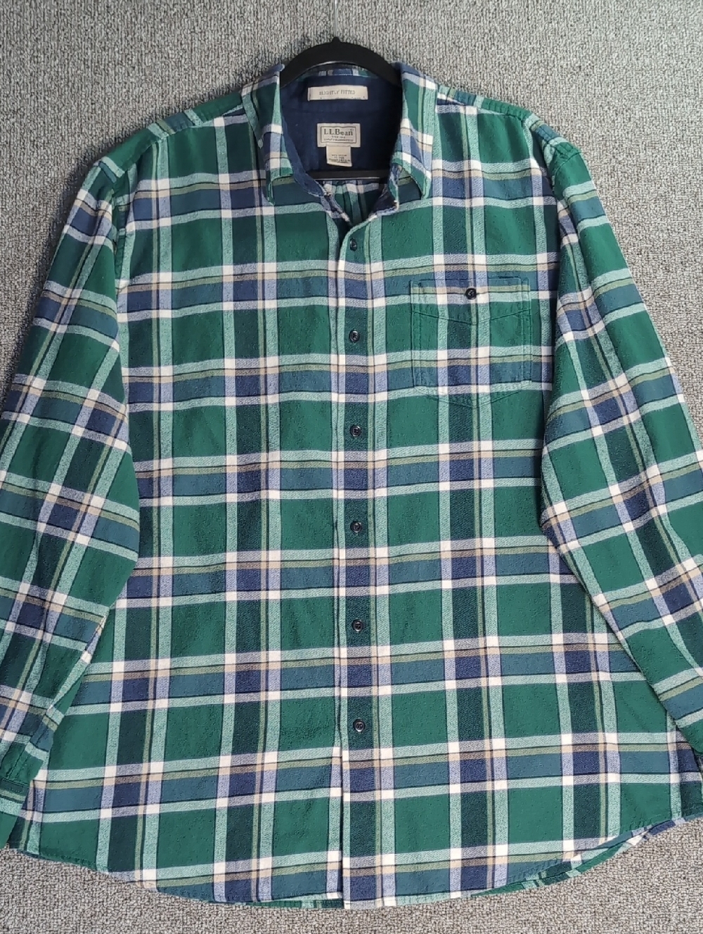 L.L. Bean Scotch Plaid Flannel Shirt - Slightly Fitted Men's Size XL Green/Blue